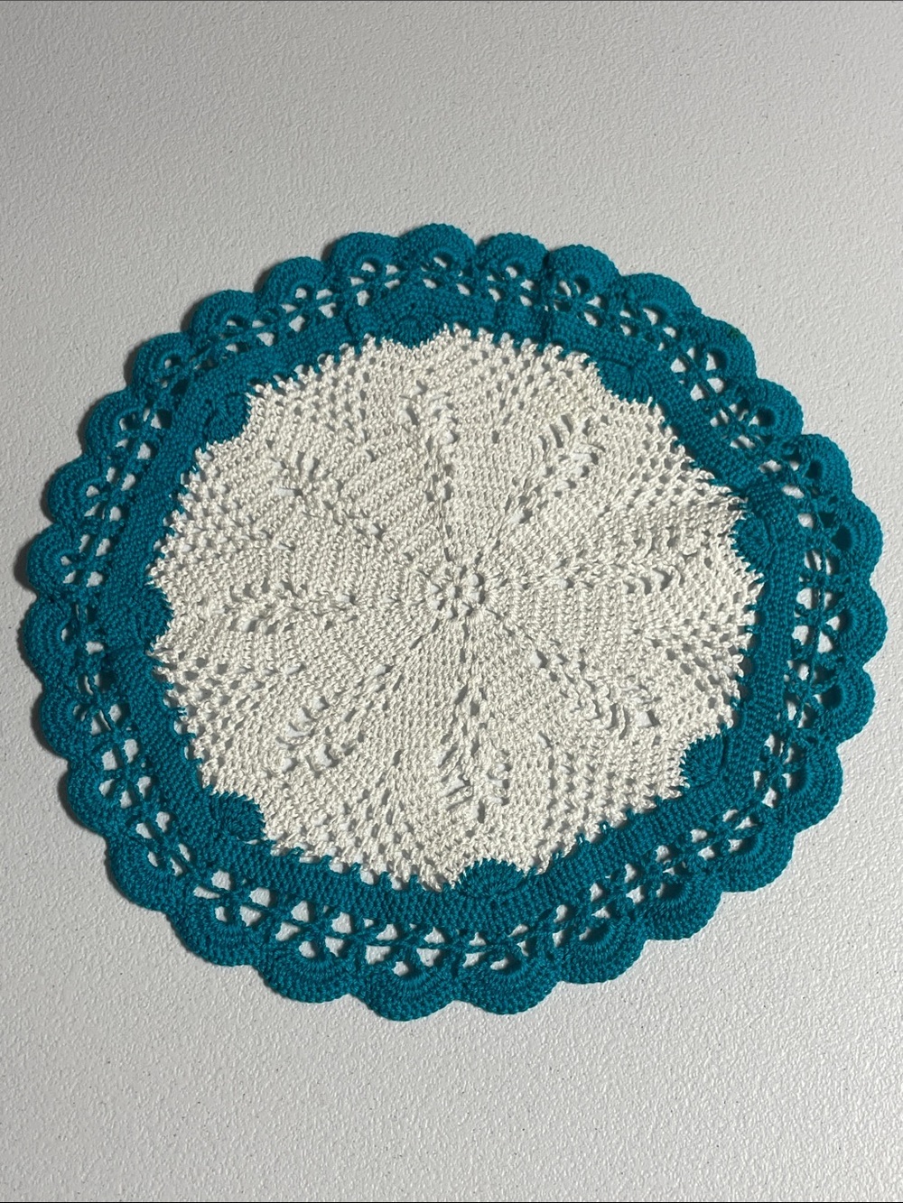 Crocheted Turquoise Lace Doilie